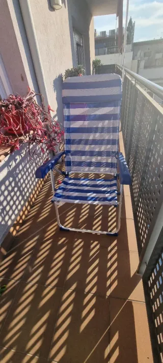 Silla plegable exterior rayas azules