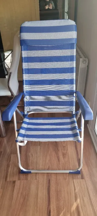 Silla plegable exterior rayas azules
