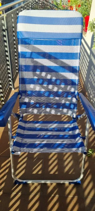 Silla plegable exterior rayas azules