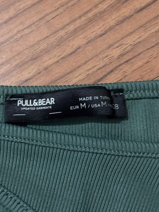 Pull&Bear Top Asimétrico Verde Talla M