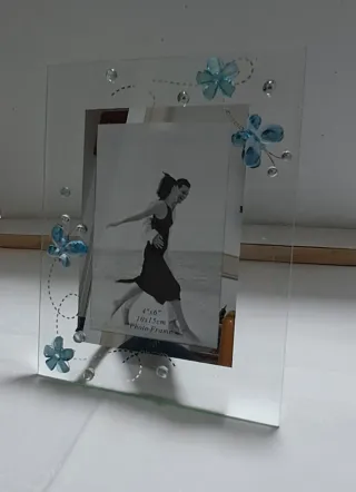 Cornice portafoto decorata in vetro e specchio