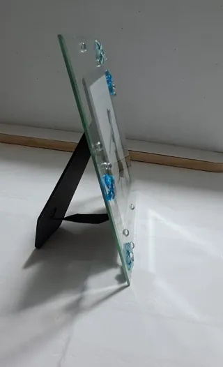 Cornice portafoto decorata in vetro e specchio