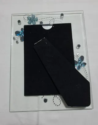 Cornice portafoto decorata in vetro e specchio