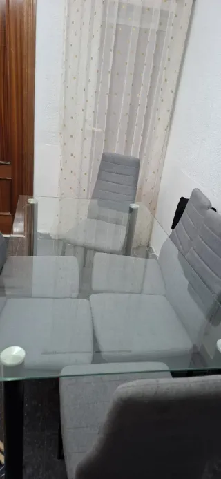 Mesa comedor cristal + 6 sillas
