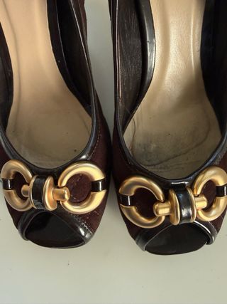 Zapatos Salón Abiertos Marrón Talla 39