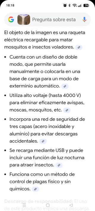 Raqueta Eléctrica Mata Mosquitos.Cuesta 22€