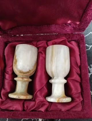 Copas de ónix natural decorativas 8cm + estuche