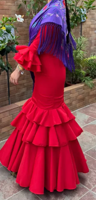 Traje Flamenca Rojo Volantes Casi Nuevo.