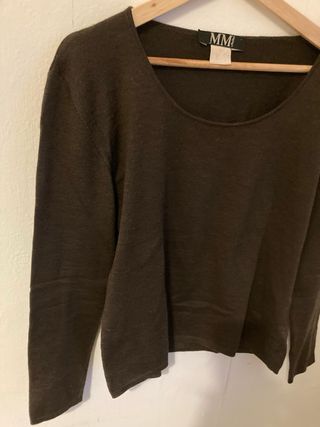 Suéter Max Mara manga larga cuello cuadrado marrón