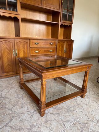 Mesa centro madera y cristal