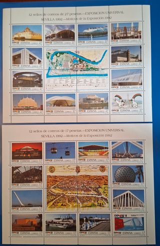 Sellos España 1992 Miniplegos Edifil 42A-42B