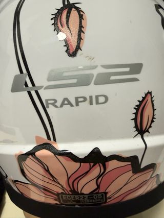 Casco Moto LS2 Rosa Flores + Guantes