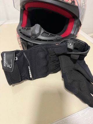 Casco Moto LS2 Rosa Flores + Guantes