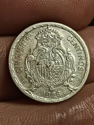 Moneda 50 Céntimos Plata Alfonso XIII 1926