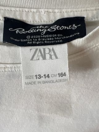 Camiseta Zara Rolling Stones niño manga larga