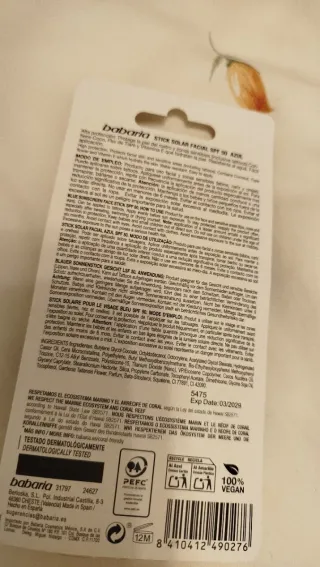 Babaria Stick Solar Facial SPF 50 Azul nuevo