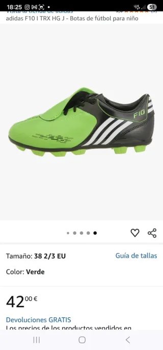 Botas fútbol Adidas F10 Talla 40 Nuevas
