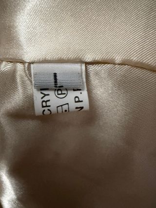 Abrigo piel sintética beige/blanco talla única