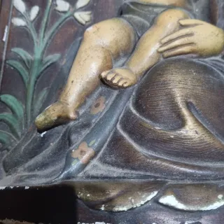 Virgen con Niño antiguo - Escayola policromada