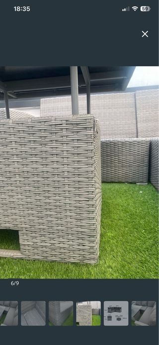 Mesa y Sofás Ratán Terraza Gris Leroy Merlin