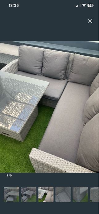 Mesa y Sofás Ratán Terraza Gris Leroy Merlin