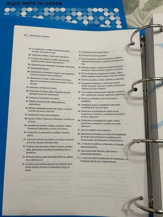 Temario Oposición secundaria Matemáticas