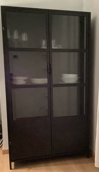 Vetrina in metallo a 2 ante nere