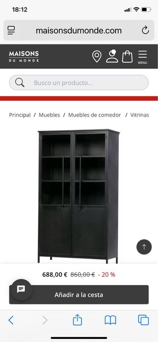 Vetrina in metallo a 2 ante nere