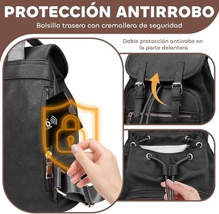 Mochila de cuero vegano antirrobo