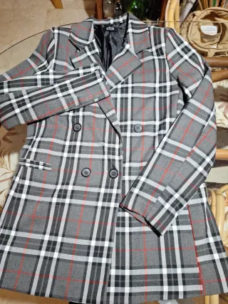 Chaqueta cuadros 3/4 doble abotonadura