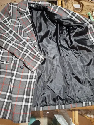 Chaqueta cuadros 3/4 doble abotonadura