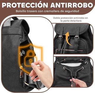 Mochila de cuero vegano antirrobo