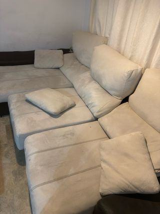 Sofá cama beige de tela