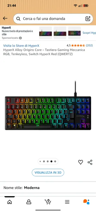 HyperX Alloy Origins Core Tastiera Gaming meccanic