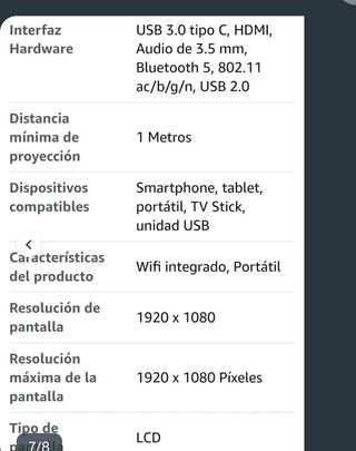 Proyector Portátil WiFi LCD Blanco/Naranja