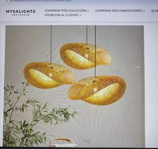 Lámpara de techo trípode de bambú