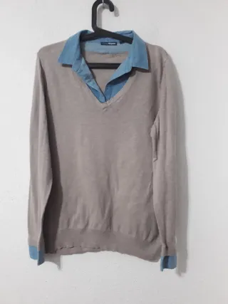 Jersey Charles Vogelle Beige y Azul