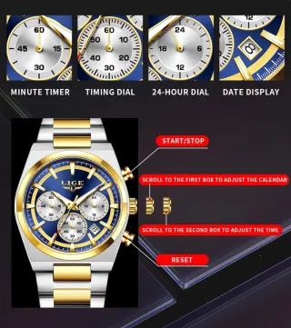 Reloj LIGE Hombre Oro y Plata