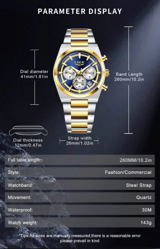 Reloj LIGE Hombre Oro y Plata