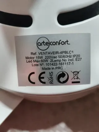 Ventilador de techo con luz