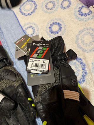 Guantes de cuero moto negros y amarillos Talla L