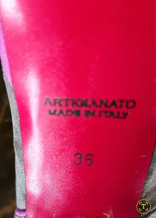 Decolleté con tacco grigio e fucsia