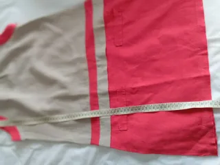 Vestido de lino beige y rosa