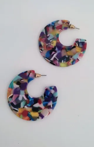 Pendientes Aro Resina Multicolor
