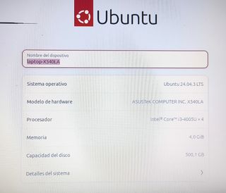 Portátil ASUS F540L i3 4GB RAM