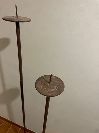 Juego Candelabros Hierro Forjado Antiguo