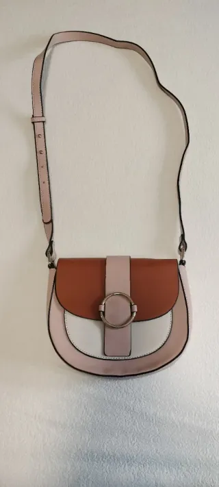 Bolso bandolera Balaboosté tonos marrón y rosa