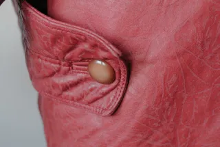 Giacca rossa pelle e pelliccia vintage anni '80