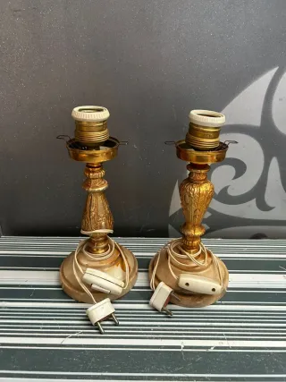 Lote 2 lámparas de mesa antiguas de latón