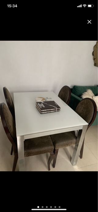 Mesa de comedor extensible cristal y metal